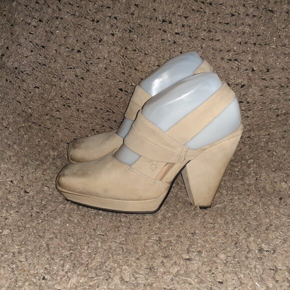 JOHN FLUEVOG-On Course Starboard Ward-Distressed Beige Heels-Sz 8.5-NM - Picture 2 of 10